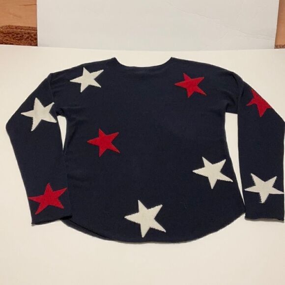 Rachel Zoe Cashmere Blend Star Print Sweater Size XS. Navy, red and white tswift - Picture 6 of 9